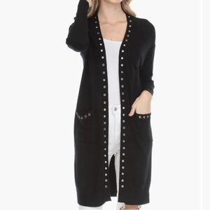Elegant Black Women's Cardigan with Button Detail